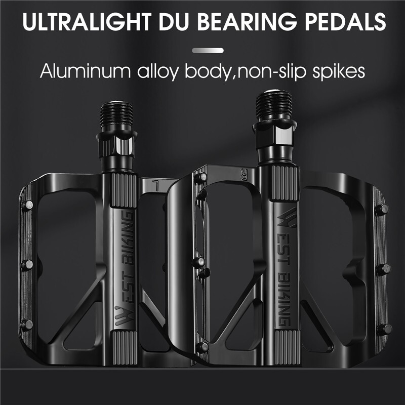 WEST BIKING Bicycle Flat Pedals Ultralight Aluminum DU Bearing MTB Bike Pedals