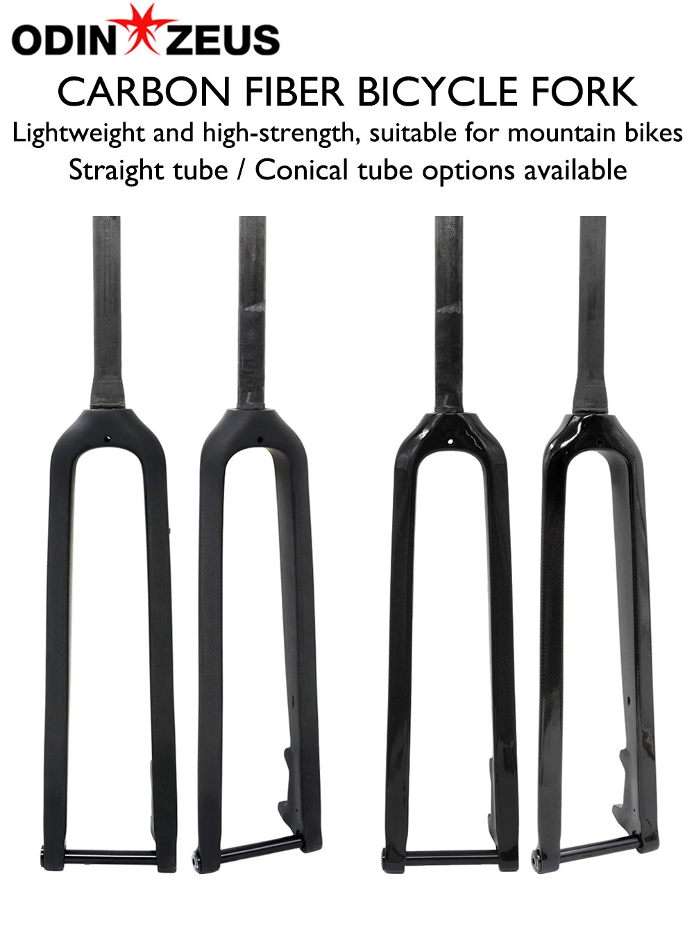 26/27.5/29 Inches Carbon MTB Fork Thru Axle 15*100mm Straight/Conical Disc Brake