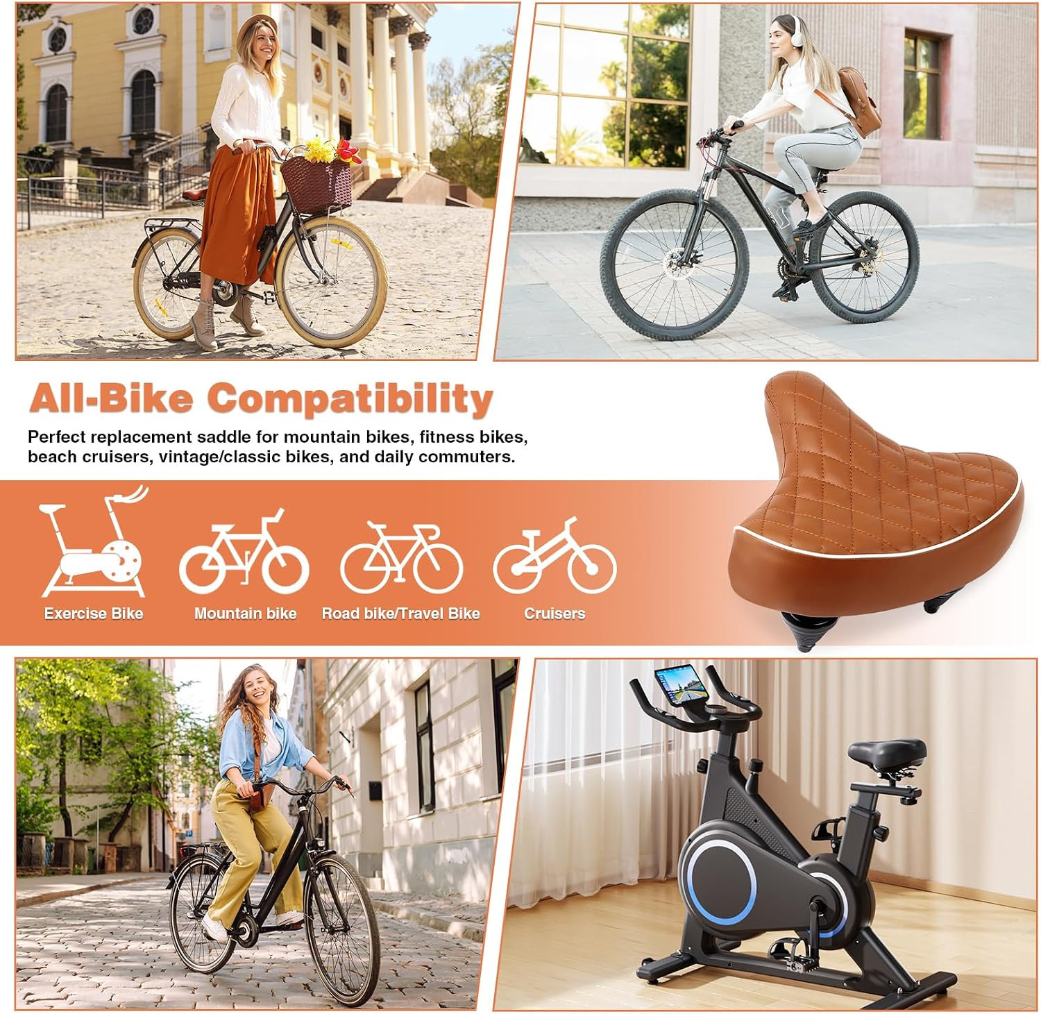 Bike Seat Wide Bicycle Seats for Men Women, Comfortable Soft Oversized E Bike Sa
