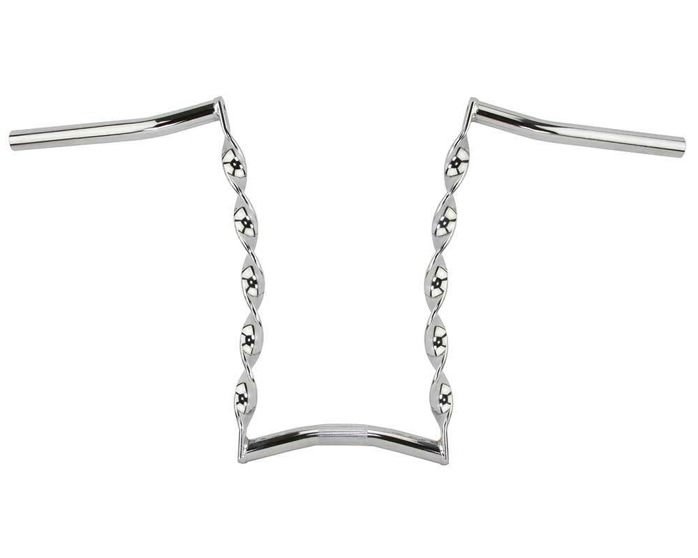 15″ LONG VINTAGE LOWRIDER CURVED FLAT TWISTED STEEL HANDLEBAR 25.4MM IN CHROME.