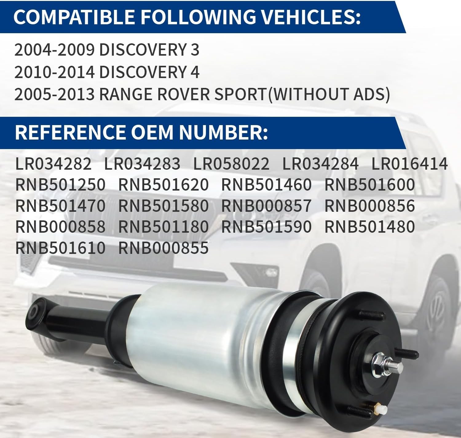 2x Front Air Suspension Strut Land Rover LR3 LR4 Sport