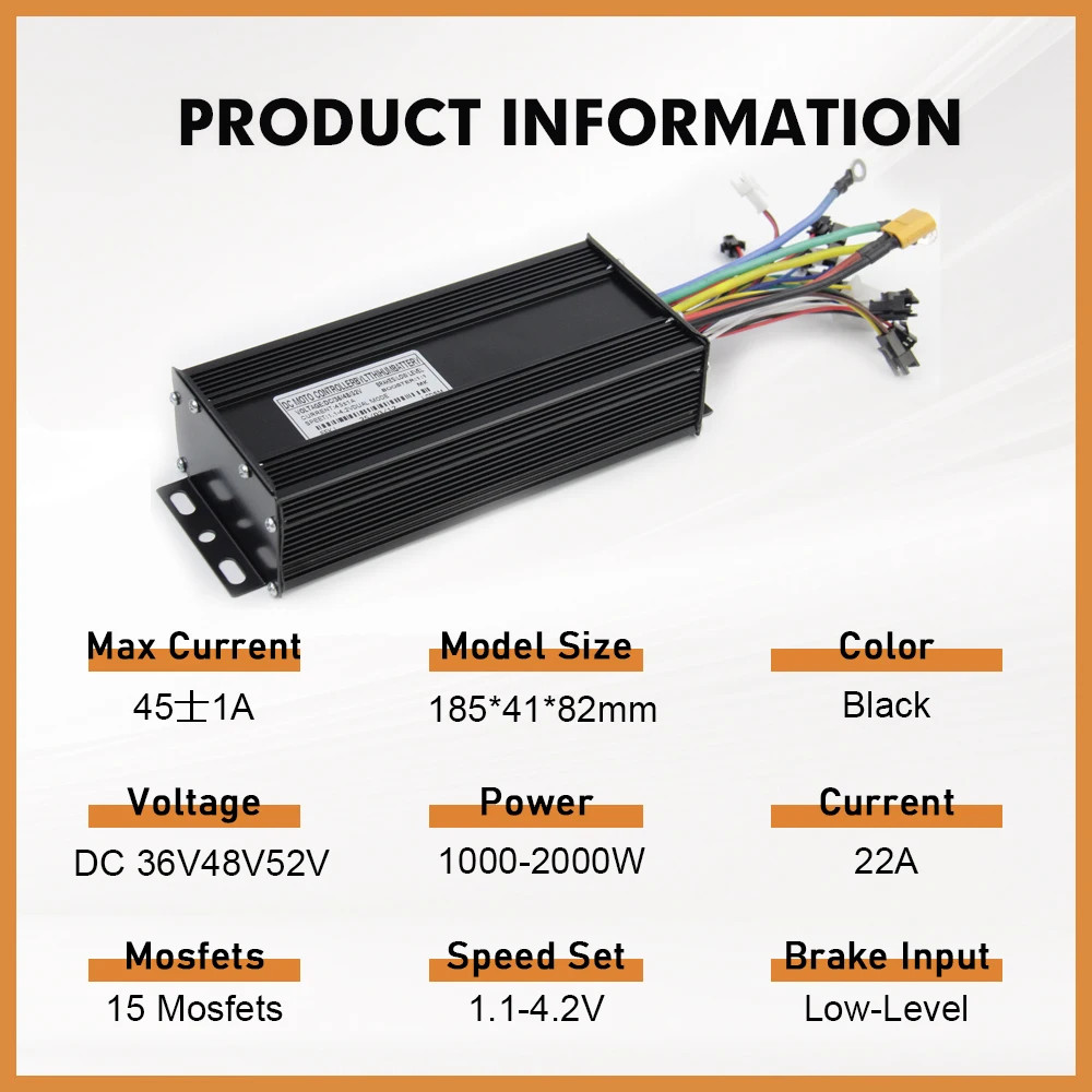36/48/52V 45A Sinewave E-Bike Controller Display 1000-2000W Conversion Parts