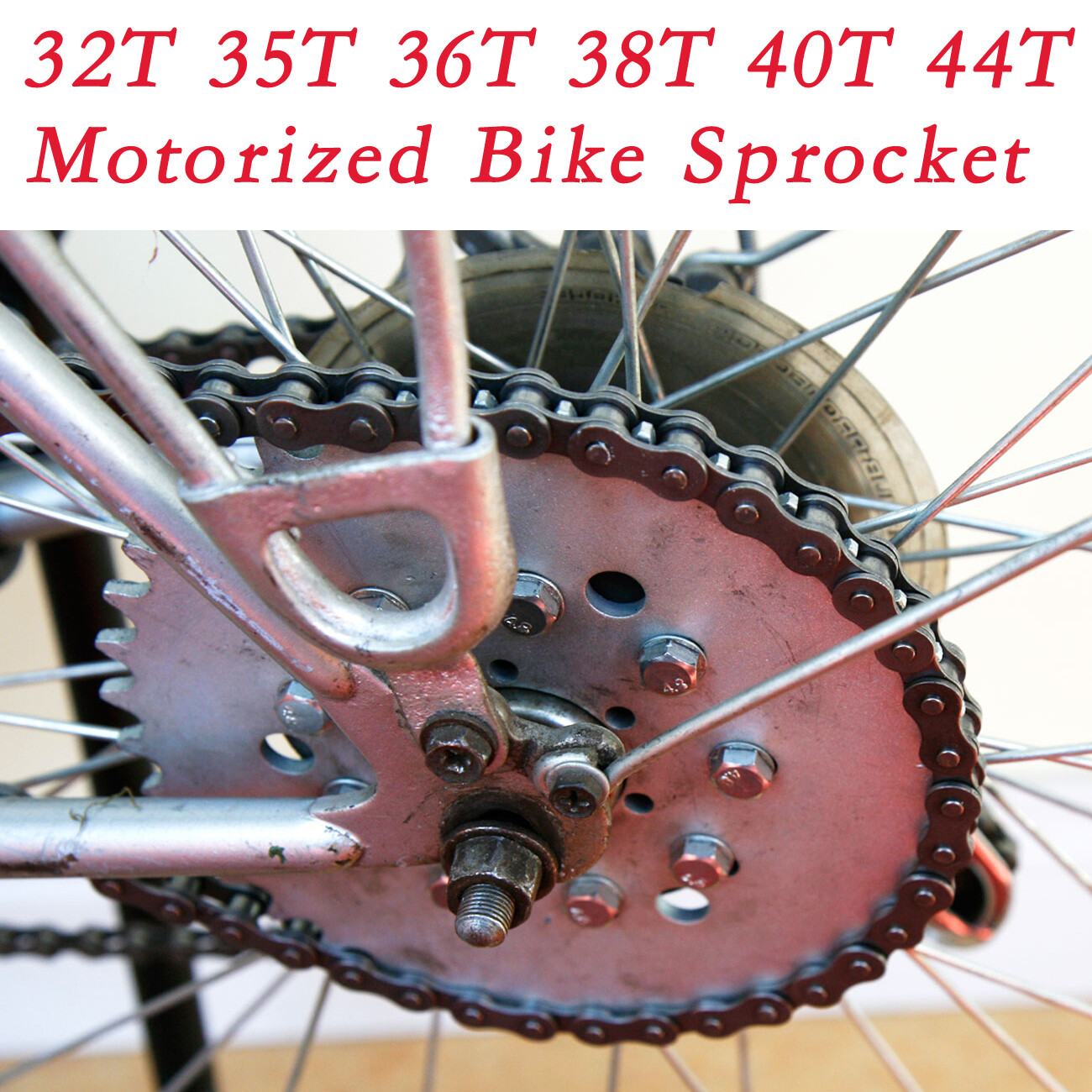 32T-44T Sprocket For 2 Stroke 415 Chain 49/50/66/80cc Engine Motorized Bicycle