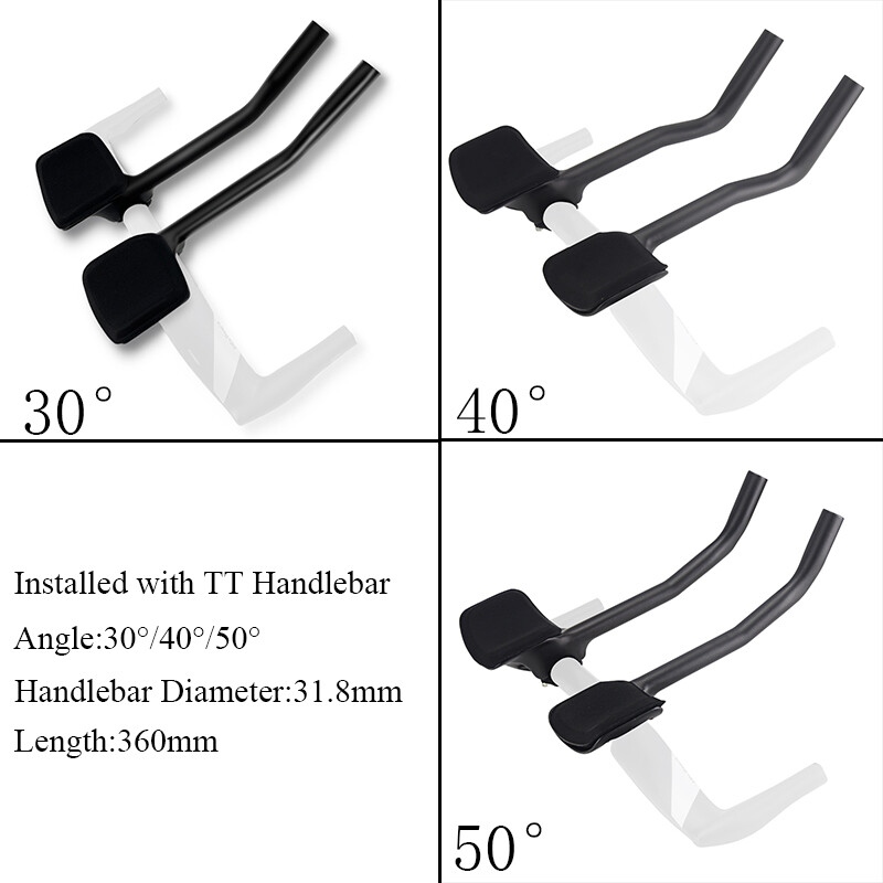 Road Bicycle Rest Aero Bars Carbon Triathlon TT Handlebars 360mm Degree 30/40/50