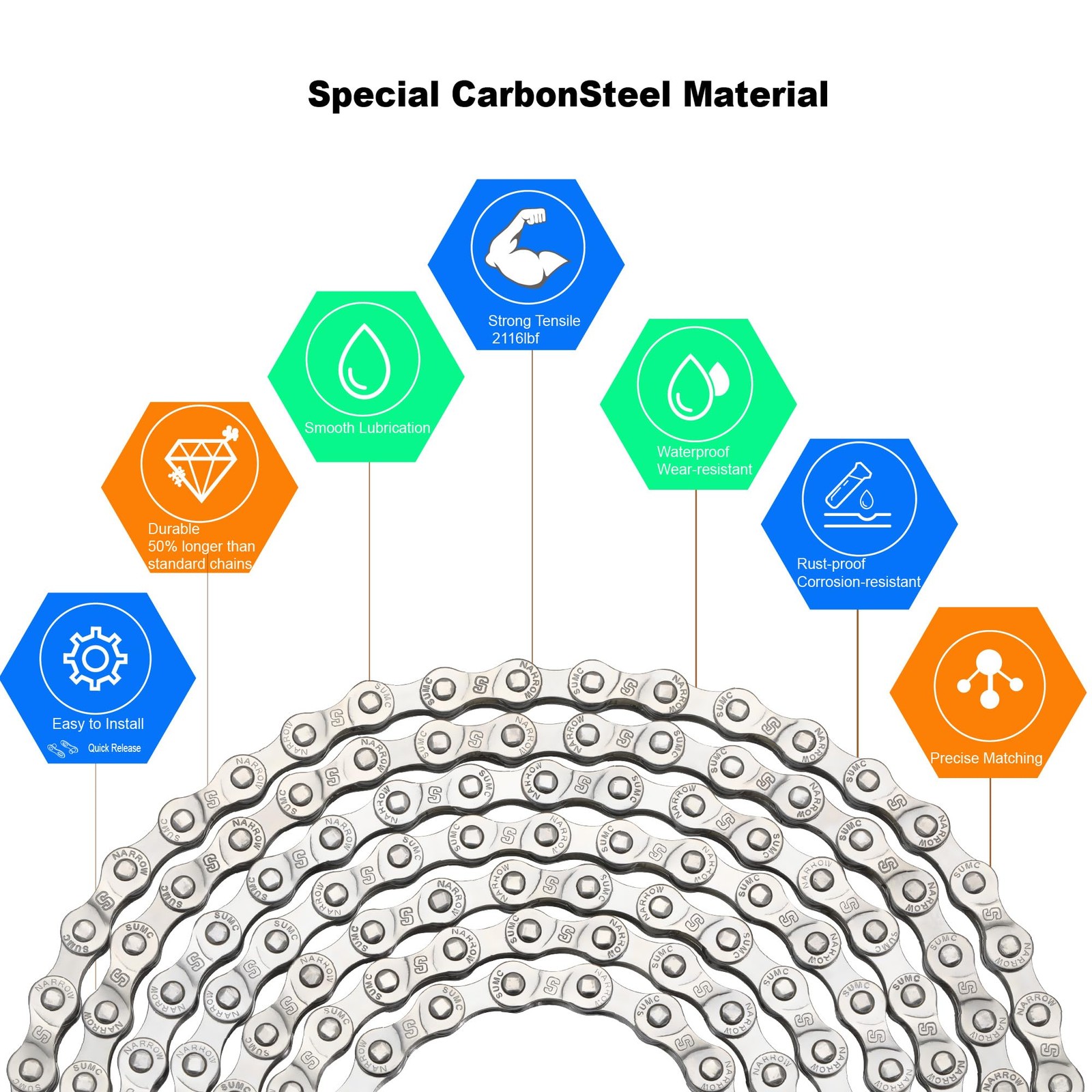 Bike Chain 6/7/8 Speed 126 Replacement Kit 126 Links