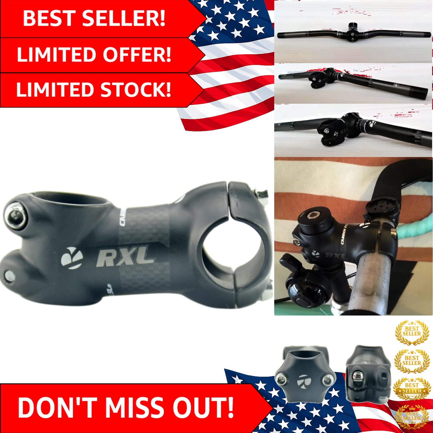 RXL 25.4 Carbon Fiber Bicycle Stem – Sleek 50mm Design for Mountain & Road