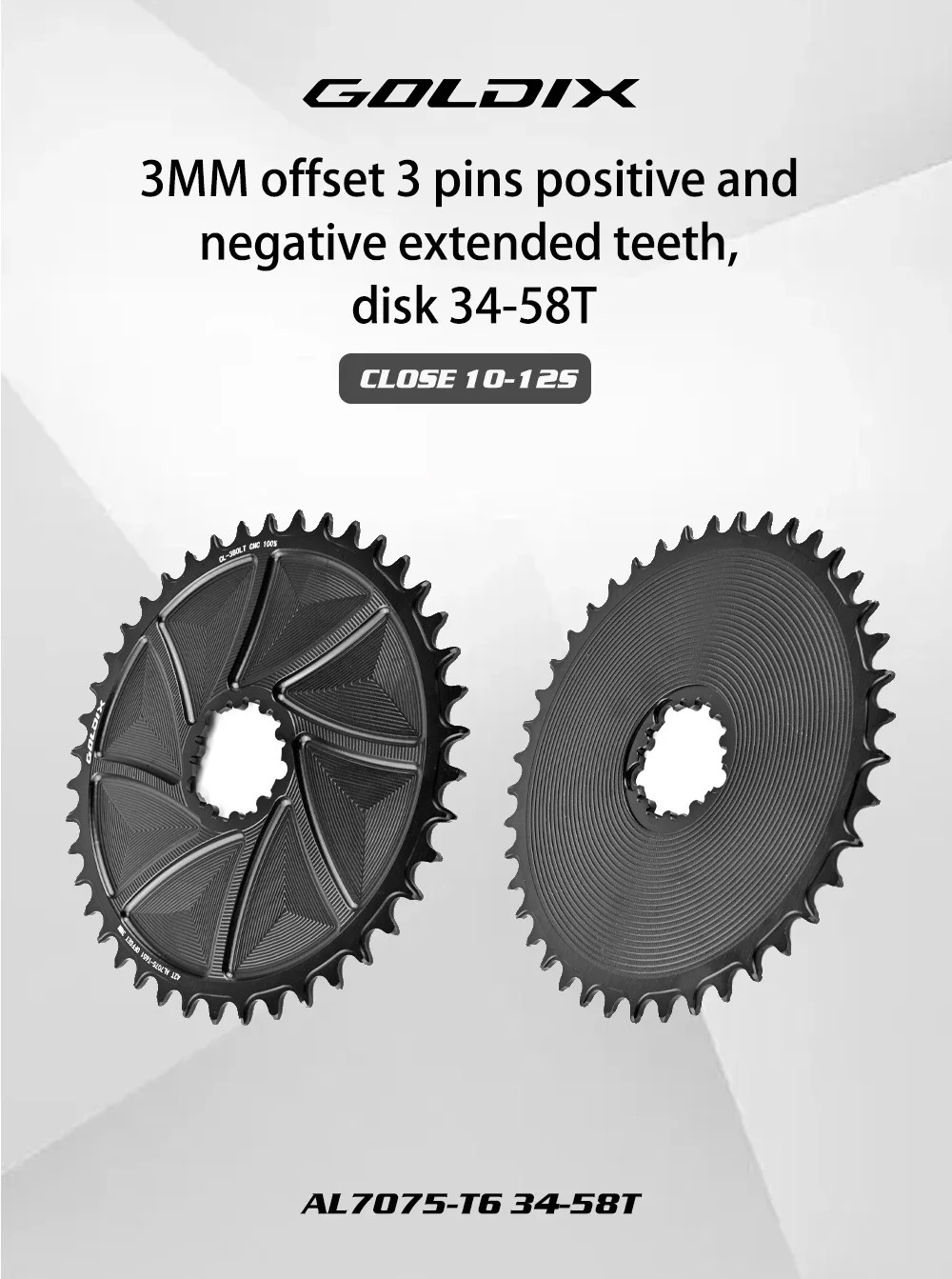 3mm Offset 3-Bolt AERO Wide Narrow Teeth Chainring for MTB Road Bicycle Crankset