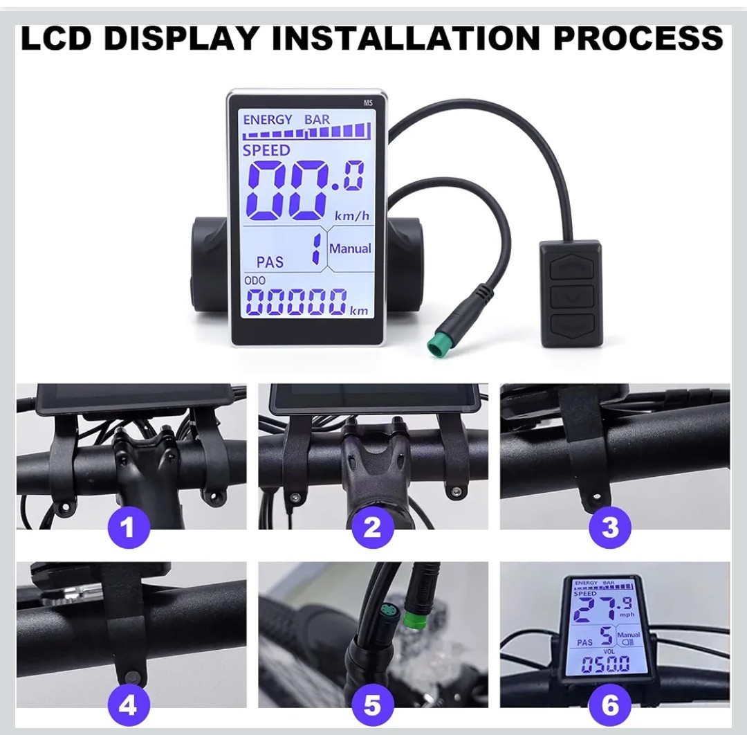 Bike Display LCD 5 Pin M5 Control Panel Bike Screen 24V 36V 48V 60V Universal…