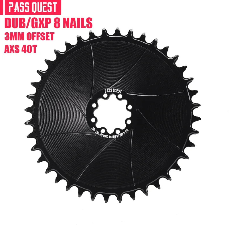 PASS QUEST Bicycle Chainring 3mm Offset Direct Mount For FORCE 8-Bolt AXS38T-54T