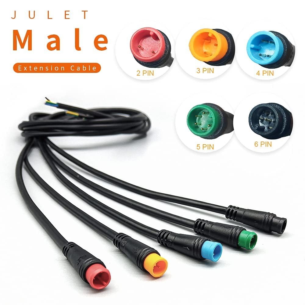 Ebike Cable Extension – Female & Male 2-6 Pin Waterproof Plug for Electric Bi…
