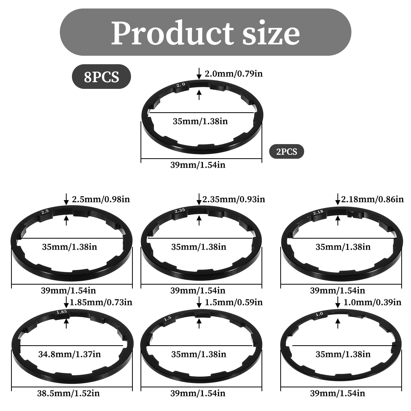 8 Pcs Headset Spacers for Bike Cassette, Bicycle Bottom Bracket Spacer 7/8/9/…