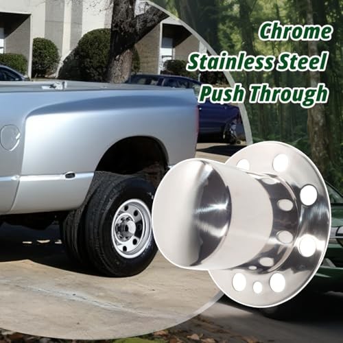 4 Pcs 5.15″ Push Through Wheel Center Caps for 8 OD:5.15″ H:2.13″&5.94″ Chrome
