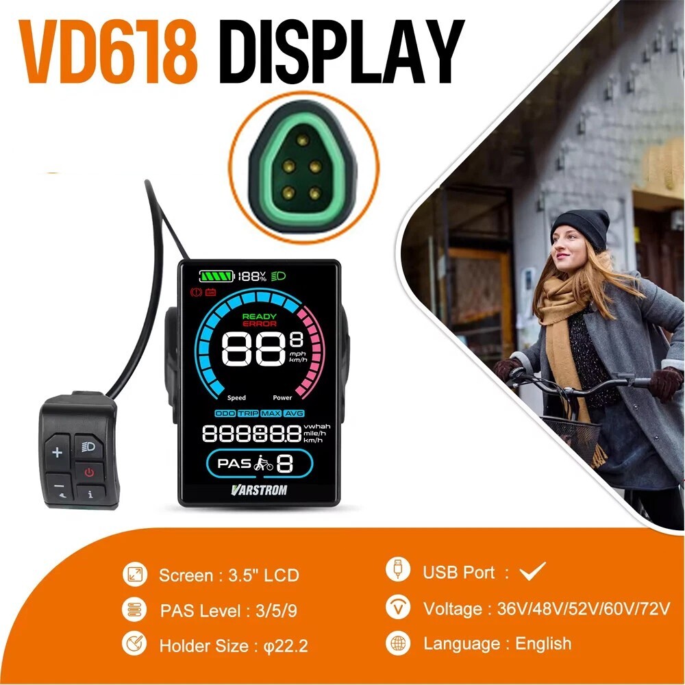 E-Bike Display VD618 3.5″ Screen CAN Protocol for Bafang CANBUS Mid-Drive Motor