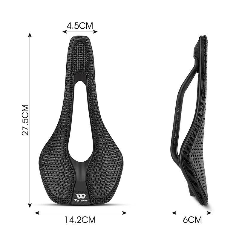 WEST BIKING Carbon Fiber 3D Printed Saddle Ultralight Road Bike Hollow Cushion