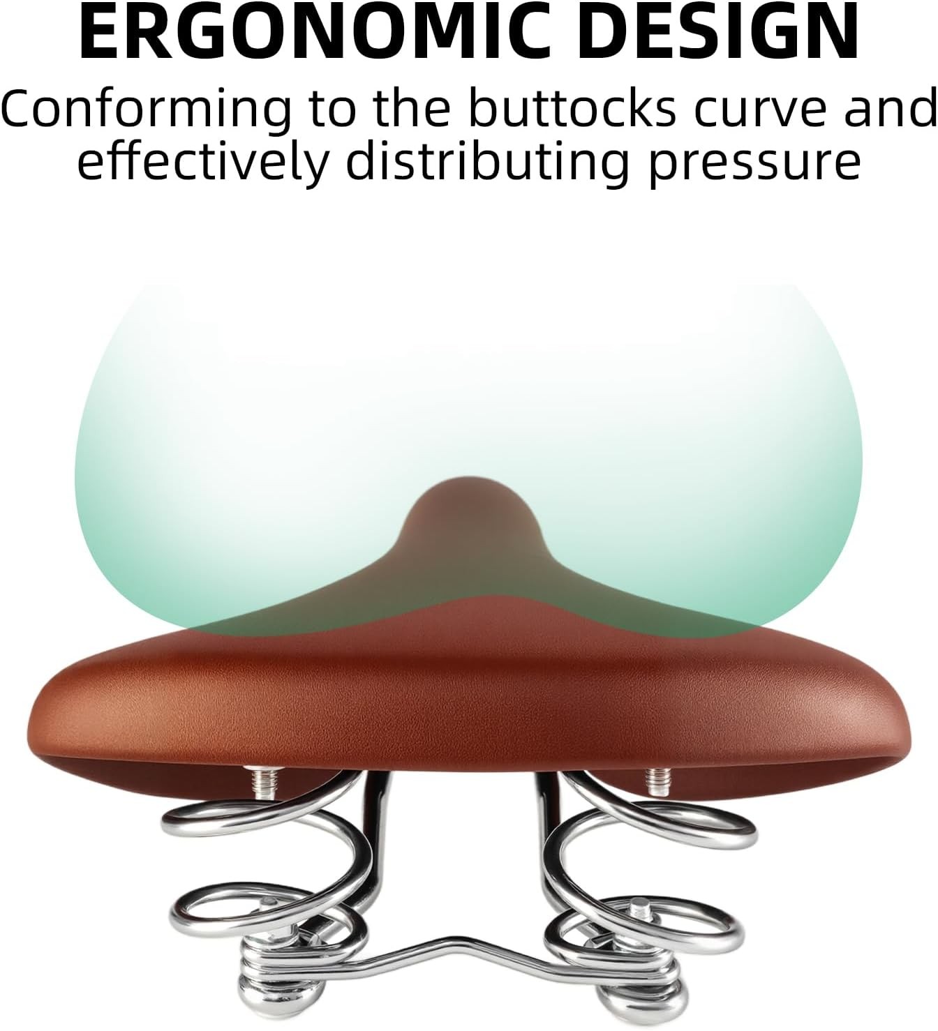 ROCKBROS Bike Seat Comfort Bicycle Saddle Cushion Waterproof Vintage Brown+Light