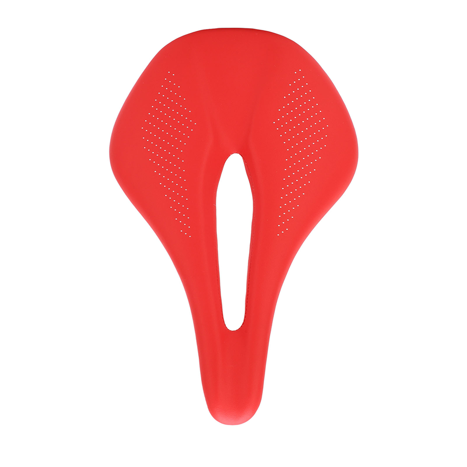 (Red)155mm Widen Carbon Fiber Leather Saddle Cushion Hollow Cycling