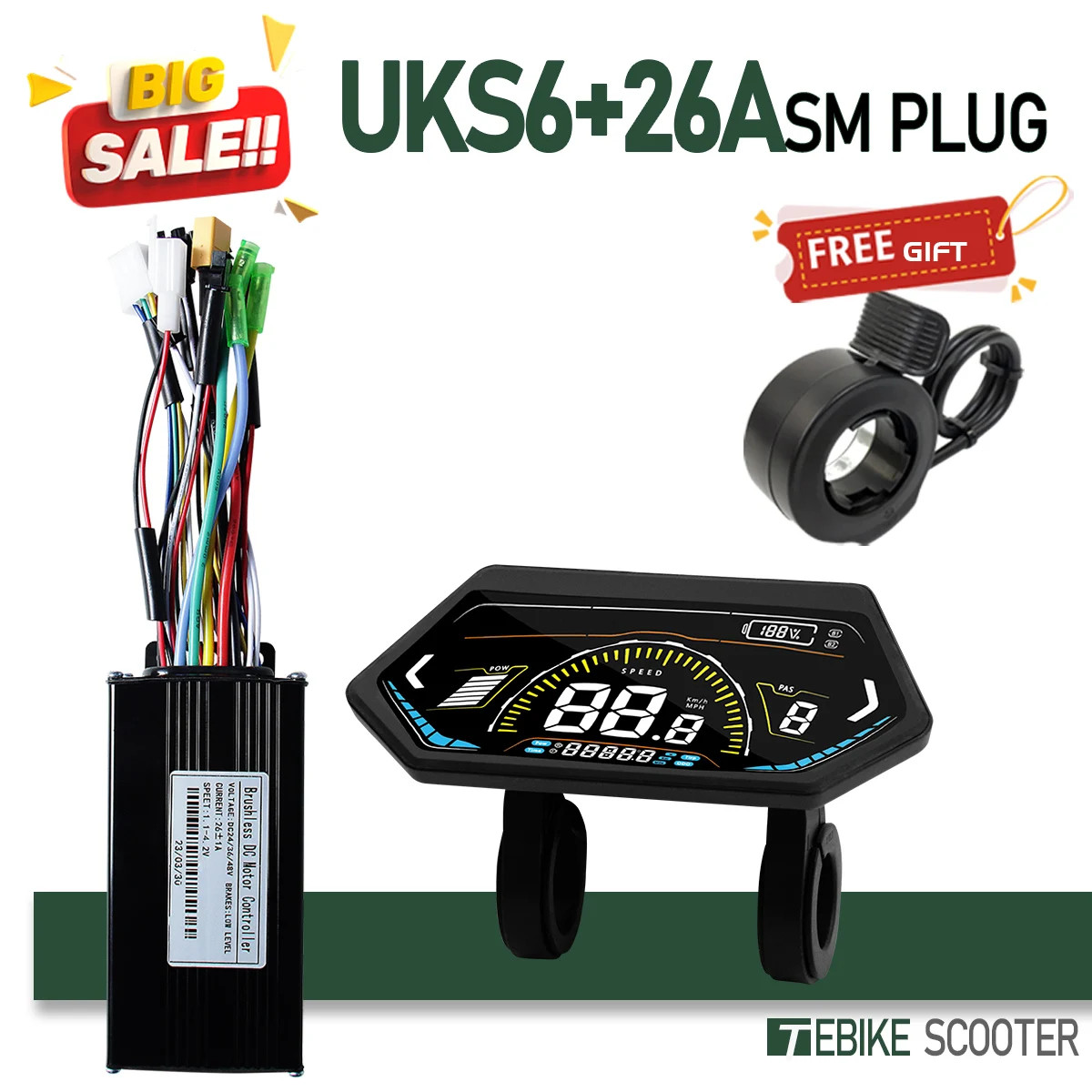 Electric Bike Sinewave Controller 17A 26A 30A 40A with Learning Function Display