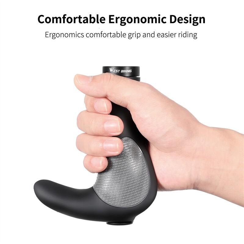 WEST BIKING Bike Grips Rubber Ergonomic Lock-on Bicycle Handlebar Bar Ends Plugs