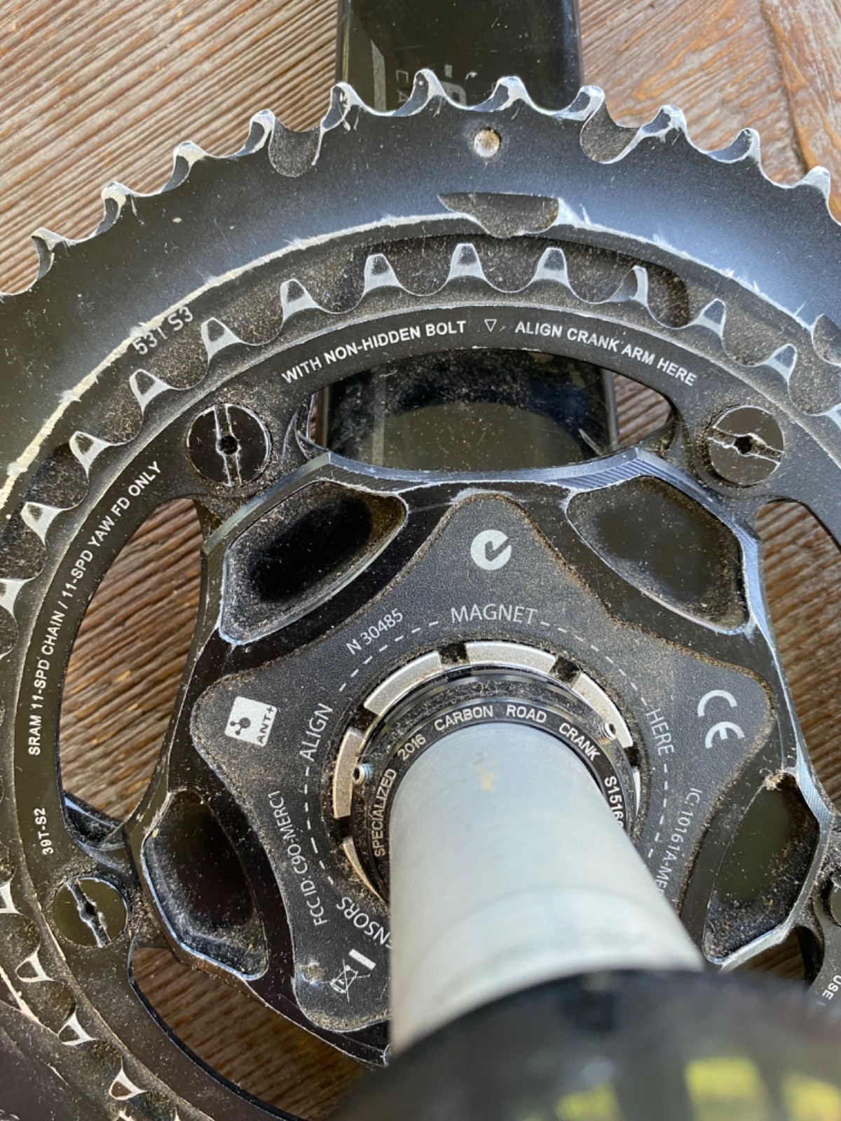 Specialized S-Works 170mm Quarq Power Meter Crankset 53/39 SRAM 130 BCD Carbon