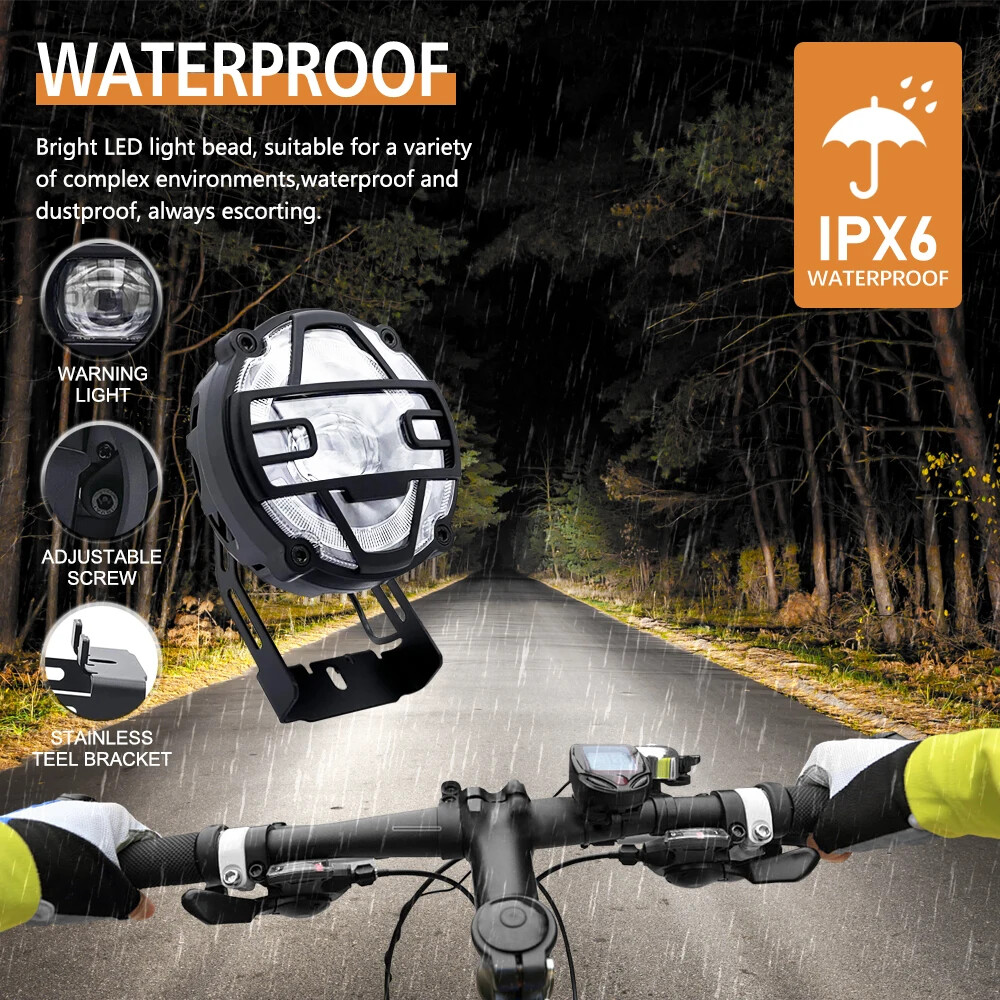 Snow Electric Bike Headlight 36V/48V 5Pin Plug Front Light with Horn Accessories