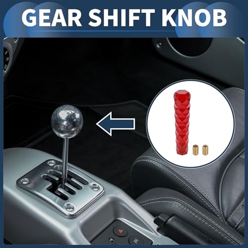 Diamond Pattern Crystal Shift Knob Universal for Automatic and Manual 20cm Red