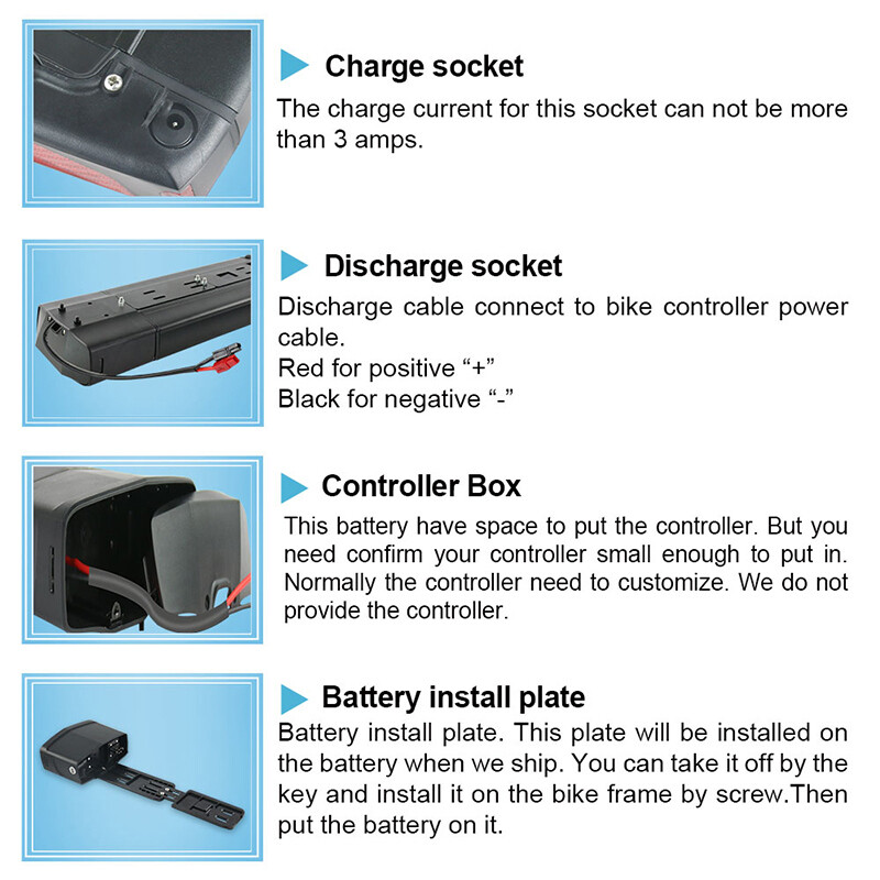 36V 48V 15Ah 17.5Ah E-Bike Battery Rear Seat Electric Bike Bicycle Li-ion Battery