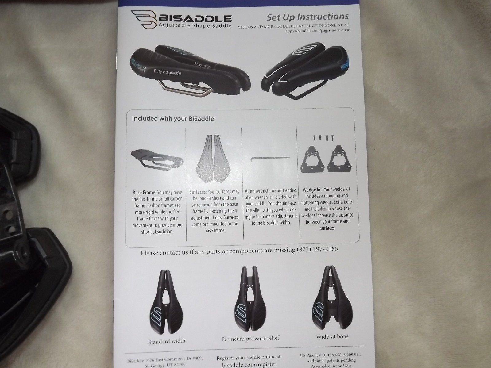 Bisaddle Adjustable Shape Saddle Bicycle Seat New in Box