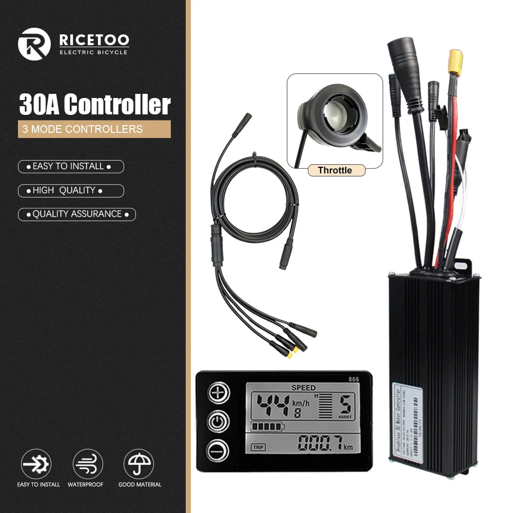 Three-Mode Ebike Controller 17-40A 36/48V 350-1000W S866 LCD Learning Function