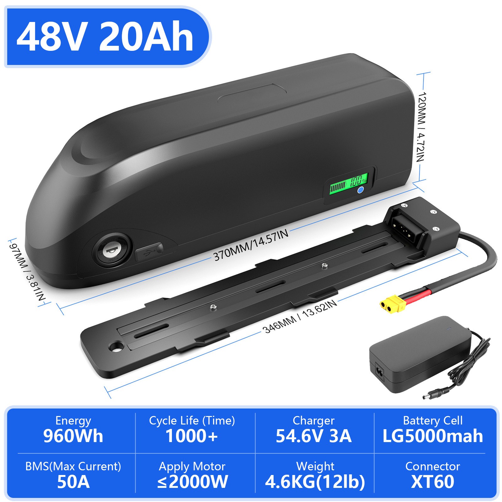 Samsung E-bike battery 48V 20Ah Down Tube Lithium Pack For Electric Bicycle