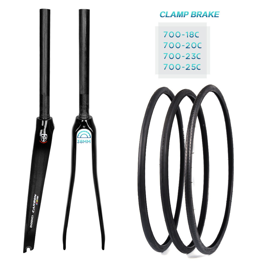 700C Carbon Fiber Fork 1-1/8 in Rigid Rim Brake Road Bike Frok Racing QR 100*9mm