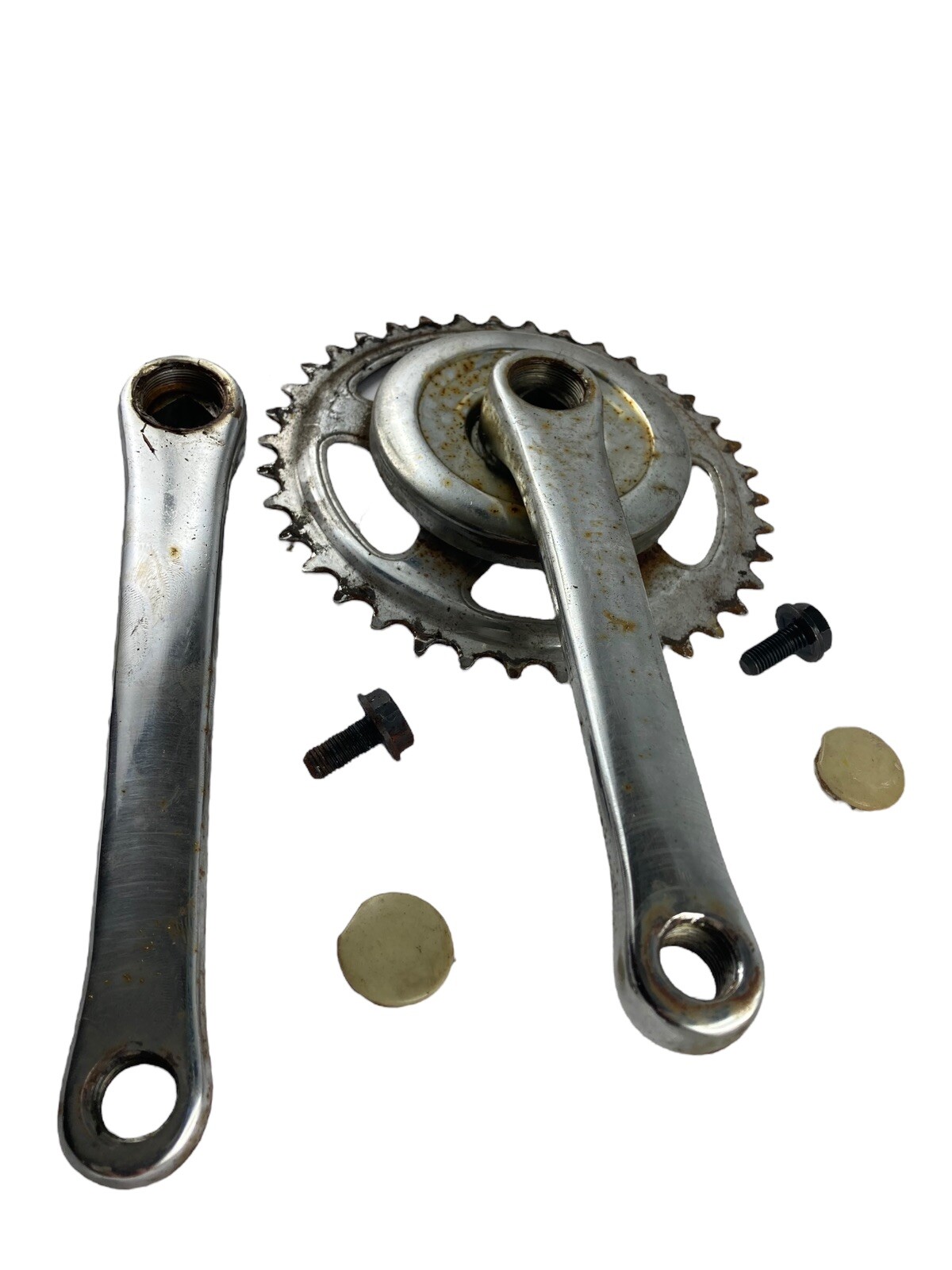 Sugino 170 Vintage Chrom Kurbelsatz 1-fach Schrauben Staubkappen Hollandrad