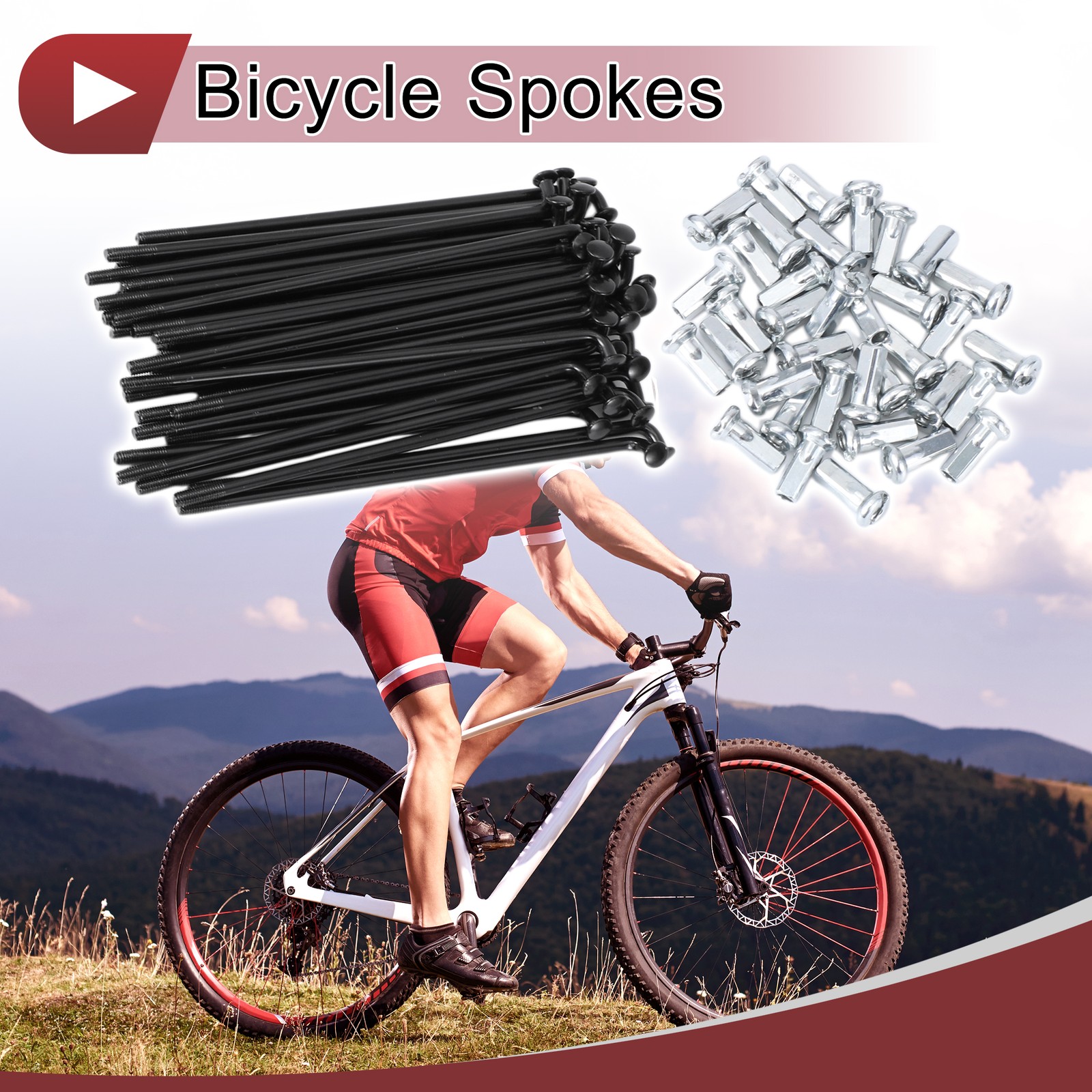 36 Set 12G Bicycle Spokes 89mm Bike Wheel Spokes 45 Steel Black