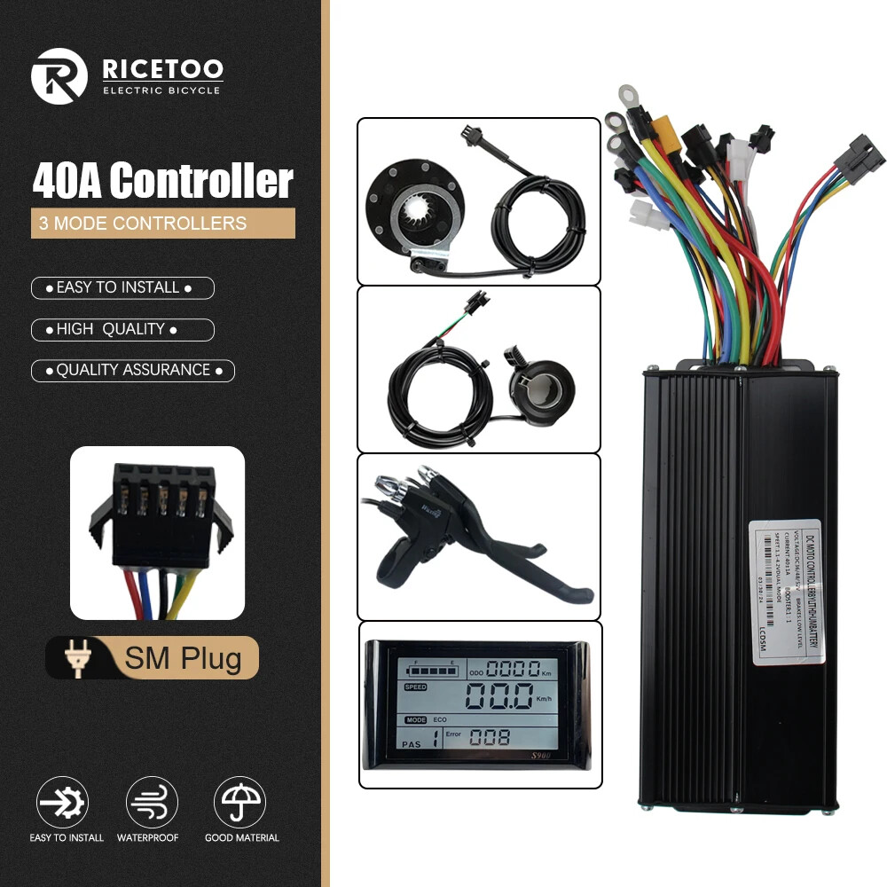 3-mode Sine Wave E-bike Brushless Controller 36V 48V 17A/26A/30A/40A 250W-2000W