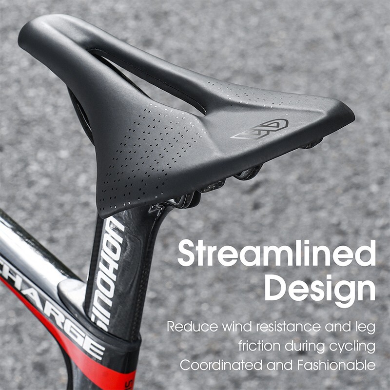 WEST BIKING Leather Carbon Fiber Road Bike Saddle Racing Bicycle Saddle Black