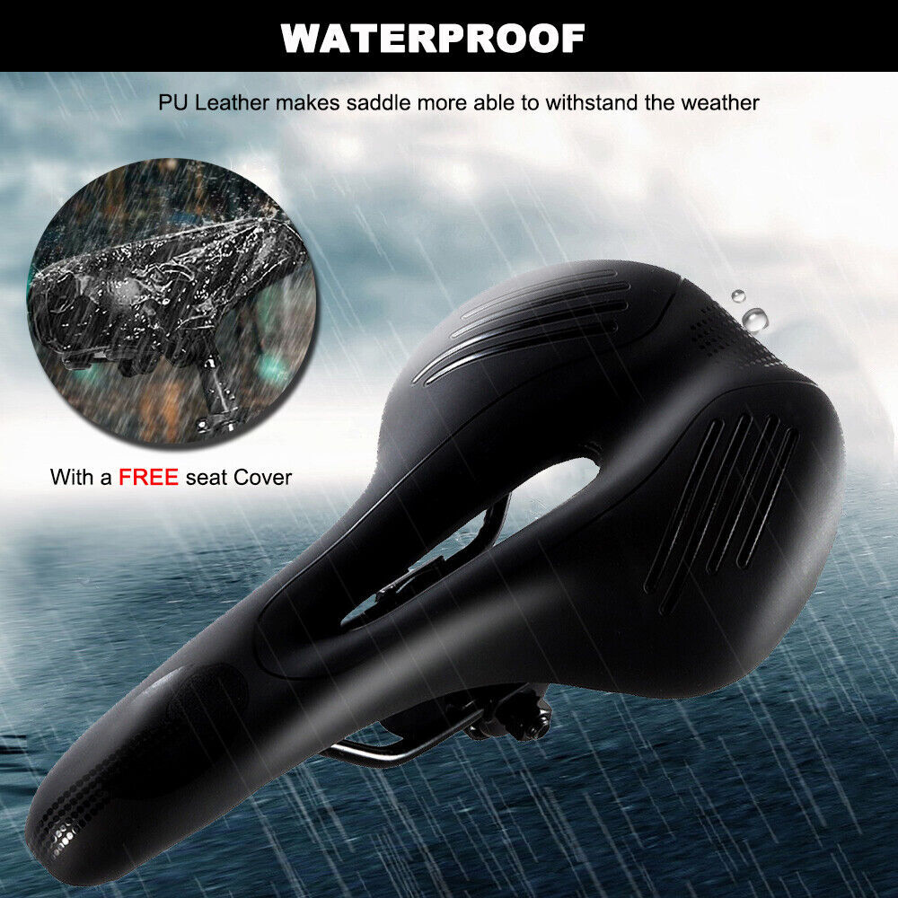 Bike Saddle Bicycle Seat Soft Pad Cushion & LED Tail Light Safety Warning Lamp