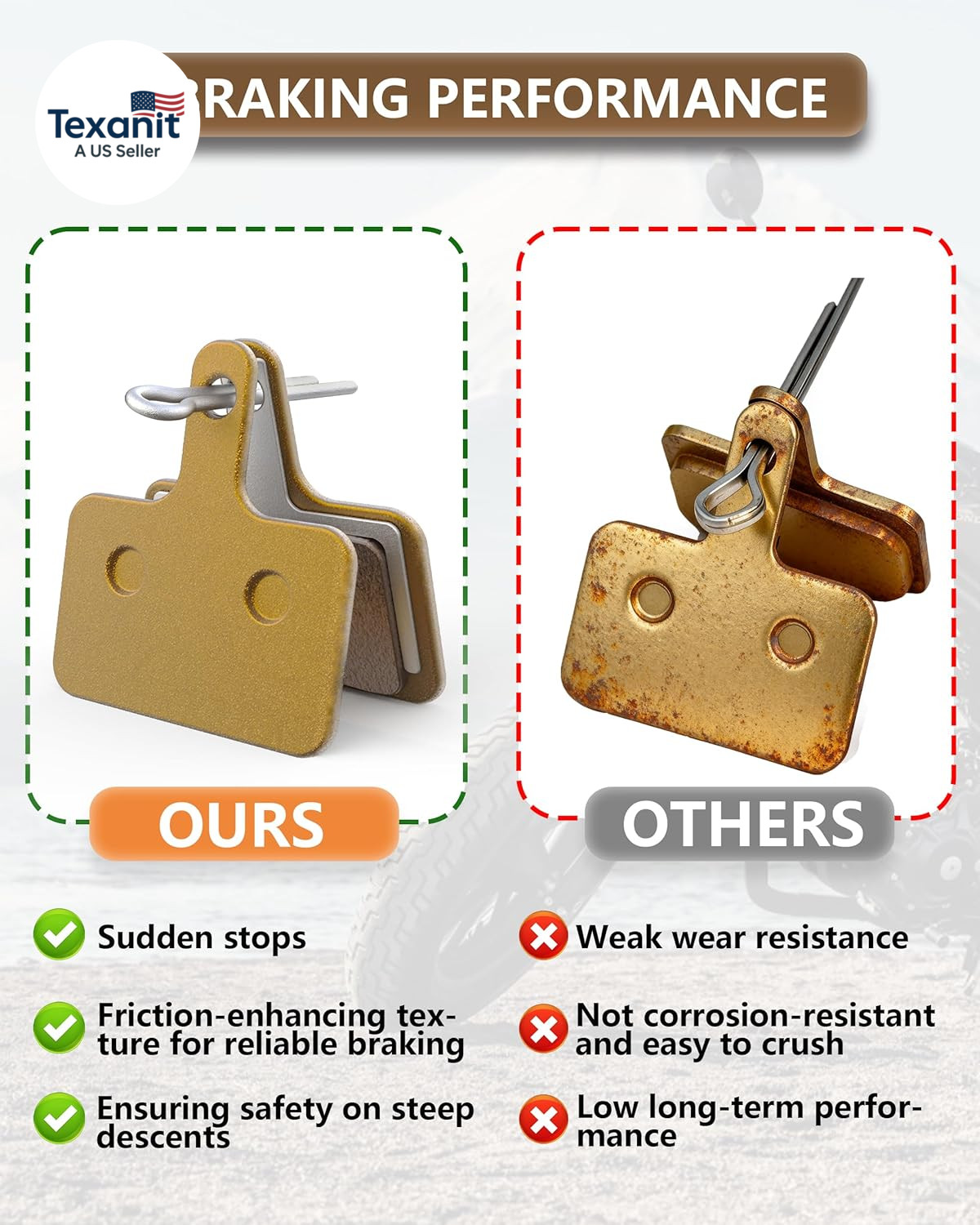 Ebike Metal Brake Pads for Ridstar Q20 MINI/H20/Q20 Lite, Super 73 S1/S2/S/R/K1D