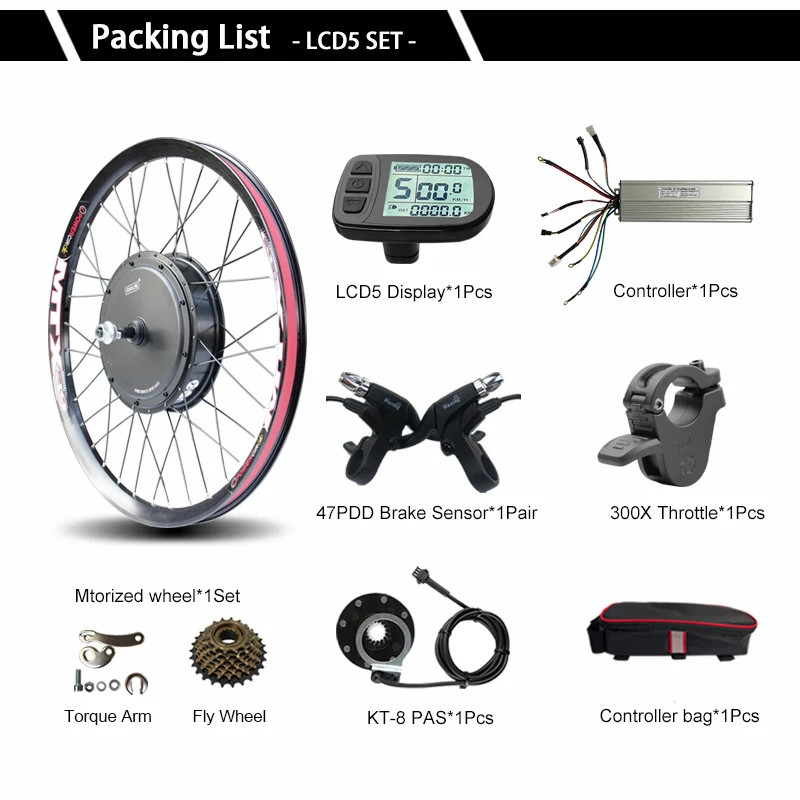 48V72V 1000W-3000W Electric Bicycle Rear Gearless Hub Motor Conversion Kit