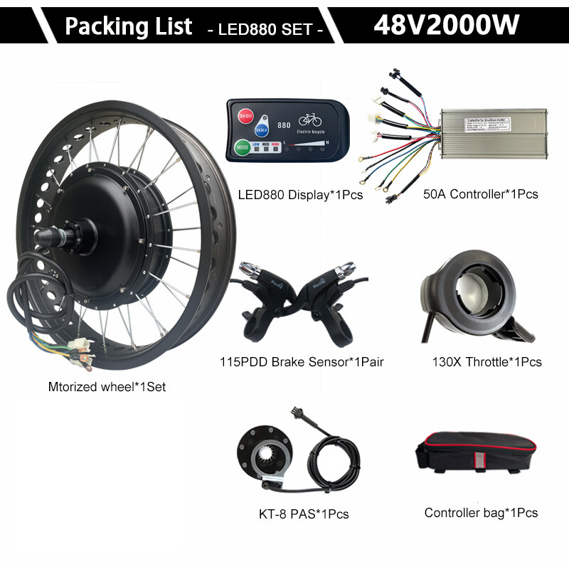 48V 2000W Fat Electric Snow Bike 20 24 26inch *4.0 Brushless Hub Motor Wheel