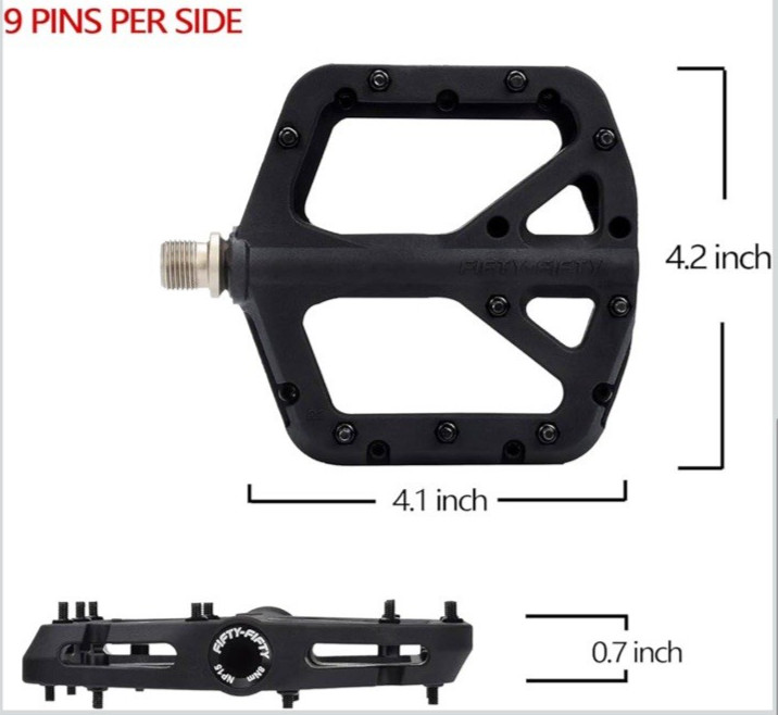 FIFTY-FIFTY Mountain Bike Pedals Non-Slip MTB Nylon Composite Black