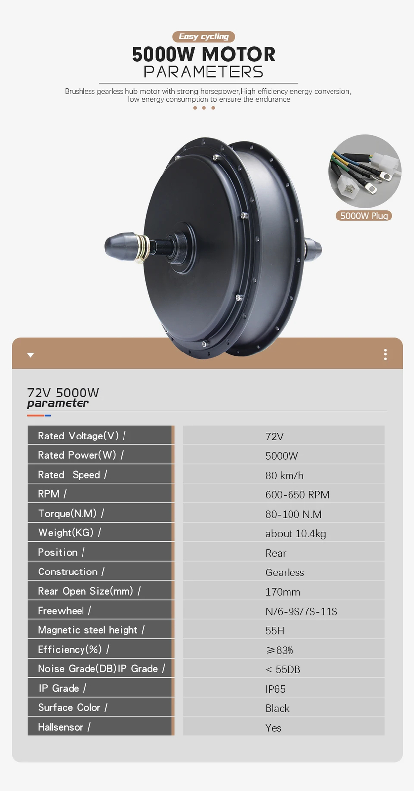 72V 5000W 4.0Tyre 20/24/26inch Snow Fat E-bike Brushless Non-gear Rear Hub Motor