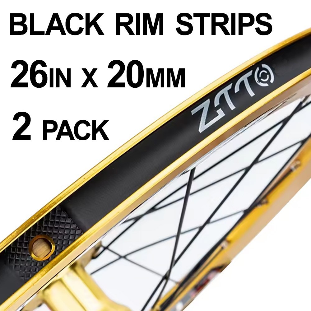 Black Bicycle Wheel Rim Strips – 26 inch x 20mm -2 pack- Alternative to Rim Tape