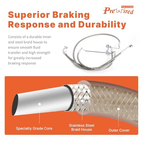 Front Brake Line 14″ Handlebars Extension Brake Cable NO ABS for Harley 2014