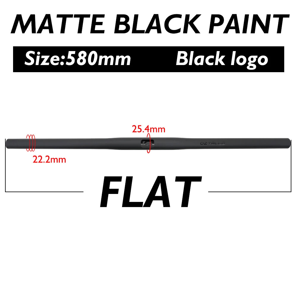 Carbon Fiber Mountain Bike Handlebars 25.4mm Clamp Diameter Flat Riser Bar
