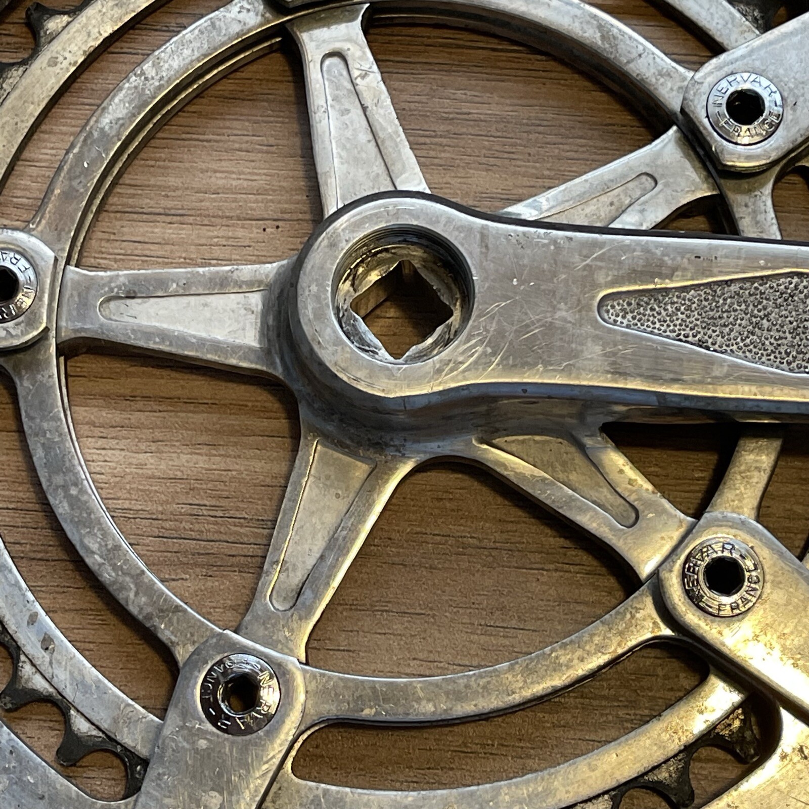 Vintage Nervar Star Crankset BSA English 170 Double 52 42 9/16