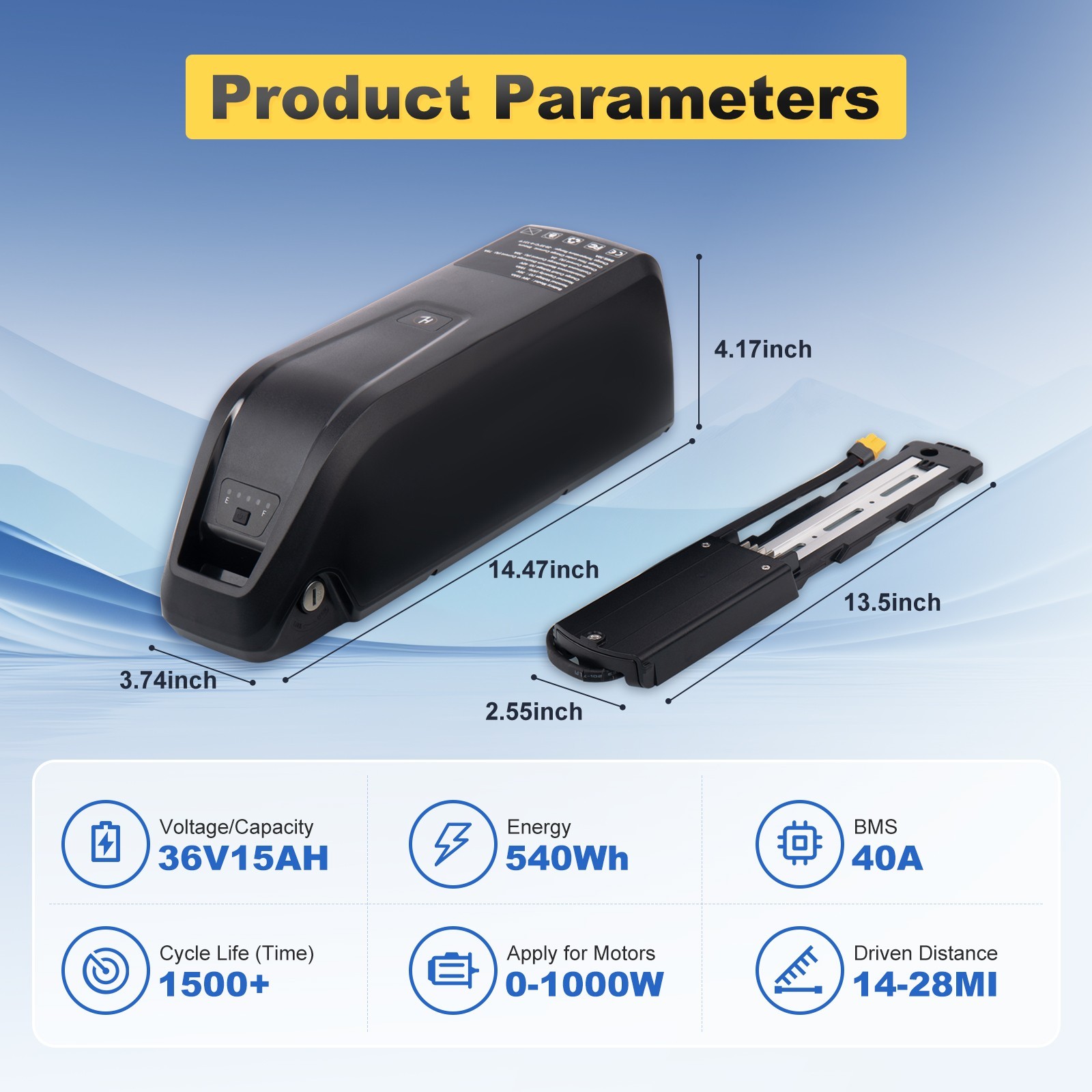 UUG Ebike Battery 48V 36V 15Ah 5PIN Electric BiKE Battery 100W-1000W US