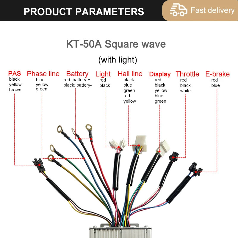 48V 30A 35A 50A E-bike Squarewave Controller for 52V/60-90V 1000W-3000W Motor