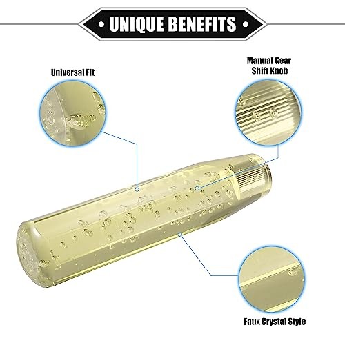 Gear Shift Knob Stick, 20cm Faux Crystal Transparent Bubble Gear Shifter Yellow