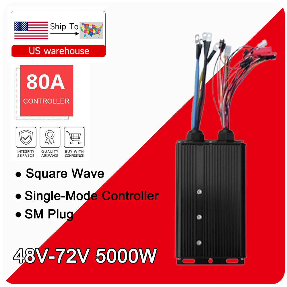 48V-72V 80A Square Wave Controller 5000W SM Plug for Electric Bicycle USA STOCK