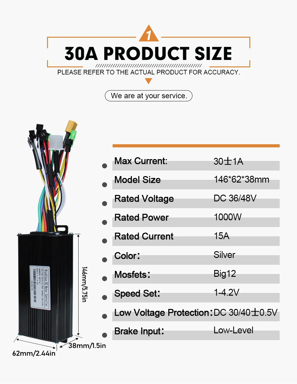 36V 48V 30A Three-Mode Sine Wave E-bike Controller SM/WP Plug with LCD Display