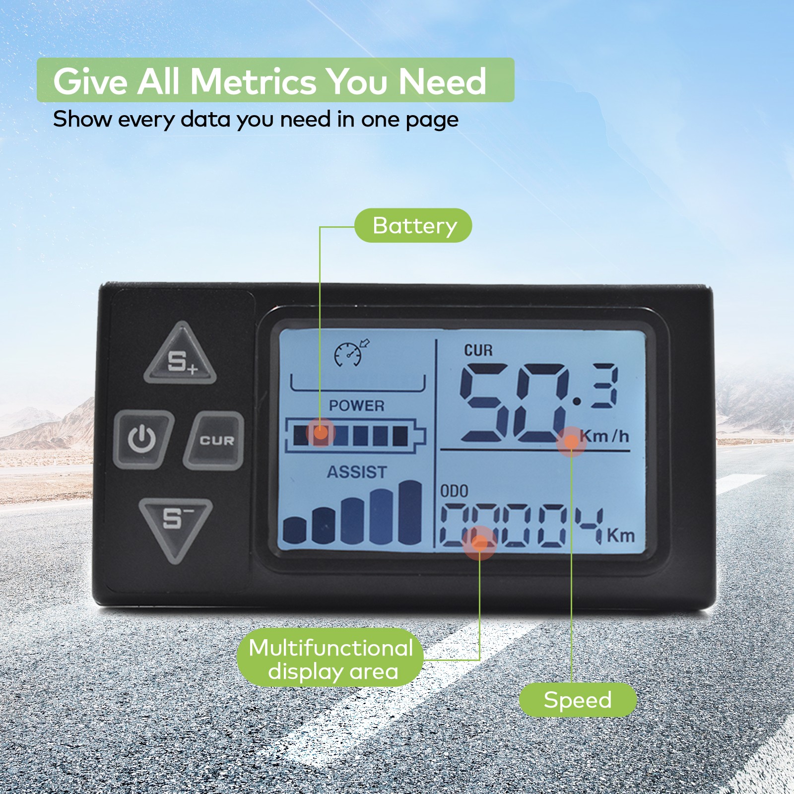 UART2 Ebike LCD Display with Waterproof Housing S861 Odometer for Fatbike Riders